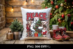 Peace Polar Bear Christmas Clipart Png Product Image 1