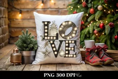 Retro Love Christmas Lights Png Product Image 5