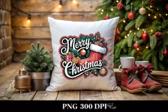 Merry Christmas Watercolor Stocking Png Product Image 5