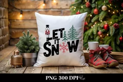 Retro Let It Snow Clipart PNG Product Image 4