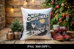 Merry Christmas Retro Illustration PNG Sublimation Product Image 5