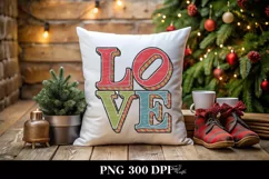 Retro Love Christmas Illustration Png Product Image 5