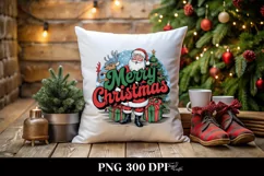 Retro Merry Christmas Clipart PNG Product Image 1