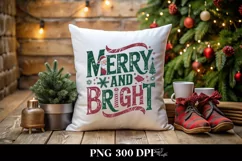 Retro Merry and Bright Christmas Png Product Image 1