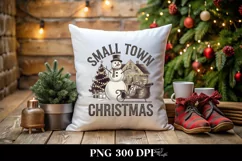 Retro Small Town Christmas Snow Man Png Product Image 4