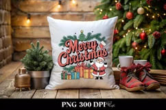 Merry Christmas Retro Illustration PNG Sublimation Product Image 1