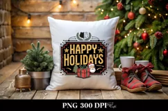 Retro Happy Holidays Clipart PNG Product Image 4