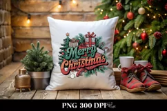 Retro Merry Christmas Clipart PNG Product Image 1