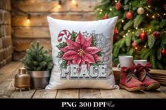 Peace Watercolor Poinsettia Png Product Image 4
