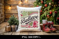 Retro Believe Christmas Clipart PNG Product Image 4