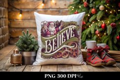 Retro Believe Christmas Png Product Image 4
