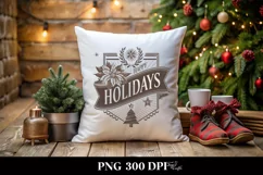 Retro Happy Holidays Clipart PNG Product Image 4