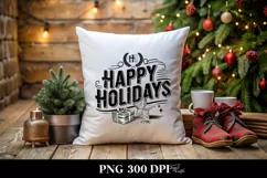 Retro Happy Holidays Clipart PNG Product Image 4