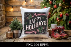Retro Happy Holidays Christmas Png Product Image 4