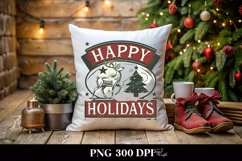Retro Happy Holidays Reindeer Png Product Image 4