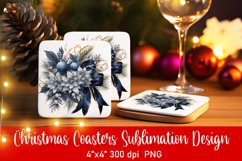 Vintage Christmas Coaster Sublimation PNG Product Image 1