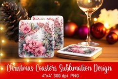 Christmas Coasters Ornament Sublimation PNG Product Image 1