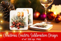 Christmas Coasters Ornament Sublimation PNG Product Image 1