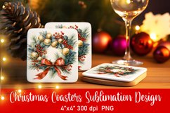 Christmas Coasters Ornament Sublimation PNG Product Image 1