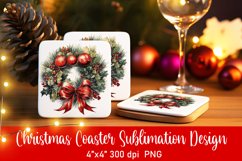 Vintage Christmas Coaster Sublimation PNG Product Image 1