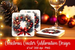 Vintage Christmas Coaster Sublimation PNG Product Image 1