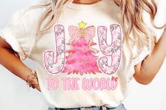 Pink Christmas Joy To The World Sublimation, Christmas Png Product Image 4