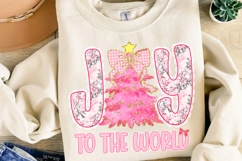Pink Christmas Joy To The World Sublimation, Christmas Png Product Image 2