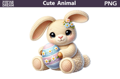 crochet Bunny Clipart | Easter Rabbit Eggs Sublimation Product Image 1