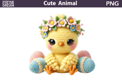 Crochet Chicken Clipart | Easter Animal Eggs Sublimation Product Image 1