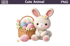 crochet Bunny Clipart | Easter Rabbit Eggs Sublimation Product Image 1
