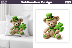 Animal St. Patric's Day Pillow Design | Crochet Bear Clover Product Image 1