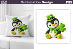 Animal St. Patric's Day Pillow | Crochet Penguin Clover Product Image 1
