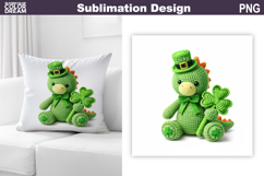 Animal St. Patric's Day Pillow | Crochet Dinosaur Clover Product Image 1