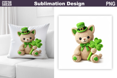 Animal St. Patrick's Day Pillow | Crochet Cat Clover Product Image 1