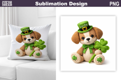 Animal St. Patrick's Day Pillow | Crochet Dog Clover Product Image 1