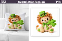 Animal St. Patrick's Day Pillow | Crochet Lion Clover Product Image 1