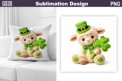 Animal St. Patric's Day Pillow | Crochet Sheep Clover Product Image 1