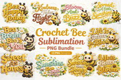 Crochet bee png, crochet bee sublimation, bee T-shirt design Product Image 1