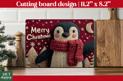 Christmas cutting board, Merry Christmas Knitted Penguin Product Image 1
