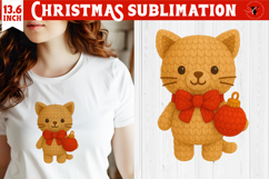 Cozy Christmas crochet sublimation | Christmas kitty Product Image 1