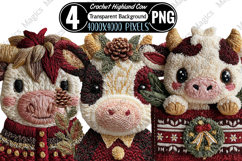 Crochet Christmas Highland Cow Sublimation Product Image 1