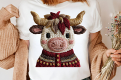 Crochet Christmas Highland Cow Sublimation Product Image 2