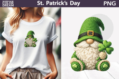 St. Patrick's Day Clipart | Crochet Gnome Clover Sublimation Product Image 1