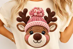 Faux Yarn Reindeer Christmas PNG | Pink Coquette Crochet Png Product Image 4