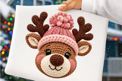 Faux Yarn Reindeer Christmas PNG | Pink Coquette Crochet Png Product Image 5