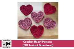 Crochet Heart Pattern PDF Instant Download 3 sizes Product Image 1