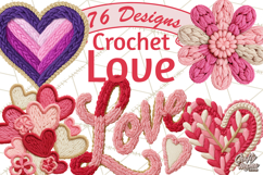 Yarn Valentine Clipart for Crafts, Crochet Hearts Clip Art Product Image 1