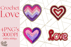 Yarn Valentine Clipart for Crafts, Crochet Hearts Clip Art Product Image 1