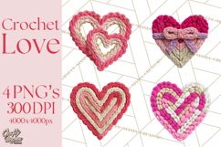 Yarn Valentine Clipart for Crafts, Crochet Hearts Clip Art Product Image 1