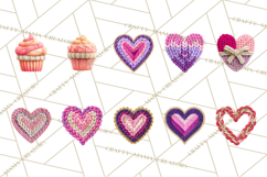 Yarn Valentine Clipart for Crafts, Crochet Hearts Clip Art Product Image 4